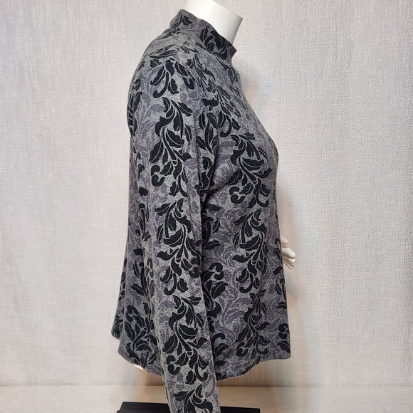 Croft & Barrow Pull-Over Mock Turtleneck Gray Black Cotton Large - Picture 6 of 7